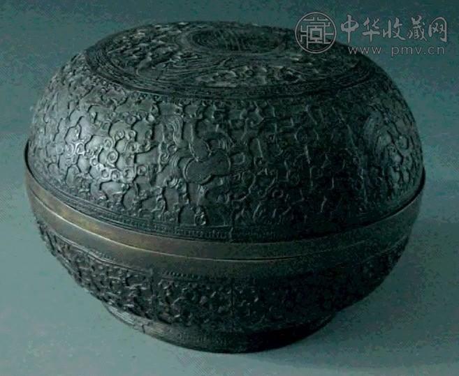 清 椰壳嵌锡圆盖盒