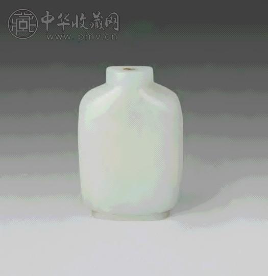 清 白玉留皮烟壶