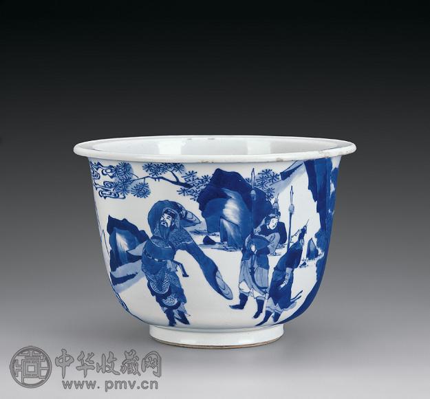 清康熙青花人物故事纹花盆收藏资讯|艺术家|书画家|书画名人|书法家