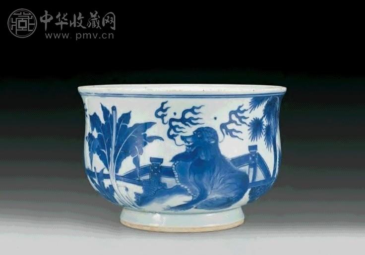 清康熙 青花芭蕉瑞兽炉