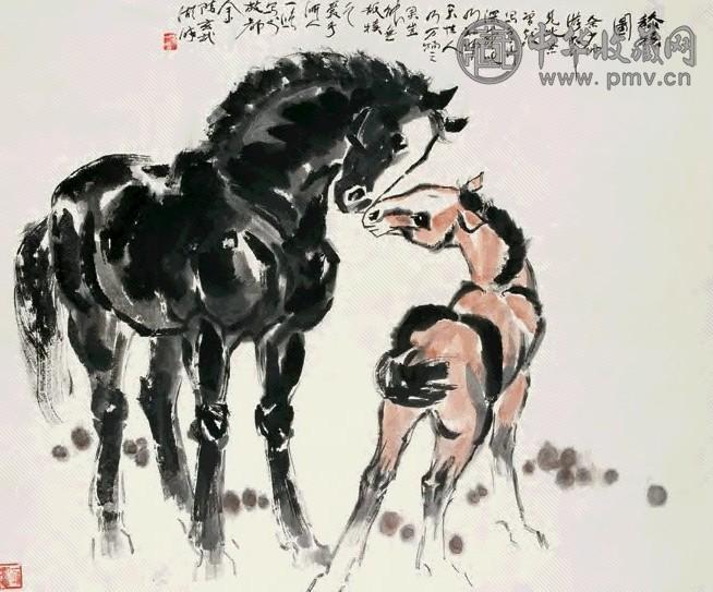 冯一鸣 舔犊图立轴设色纸本