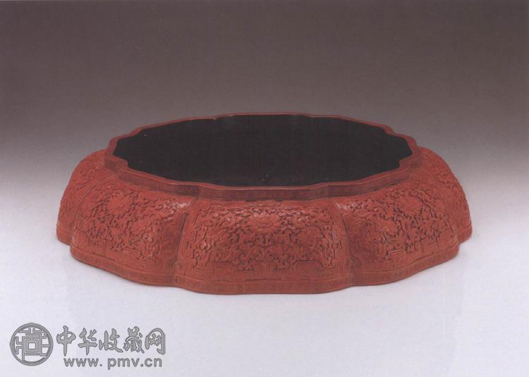 清中期 雕漆花卉倭角洗