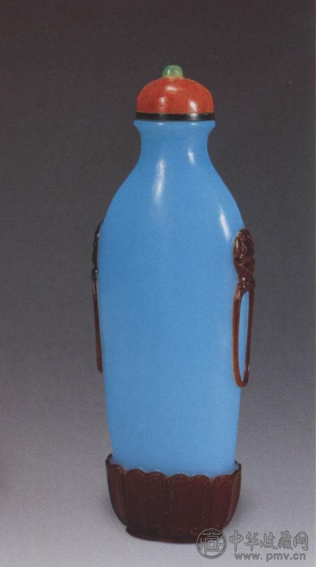 清 双色料仰莲兽耳鼻烟壶