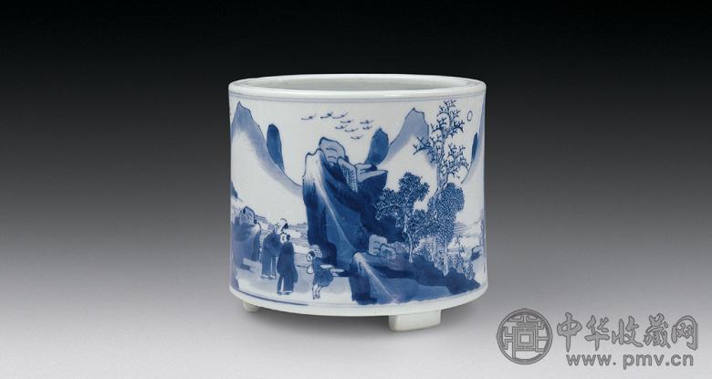 清康熙 青花山水纹炉