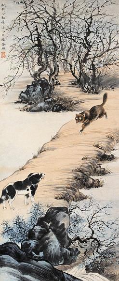 金城 双义图 立轴 设色纸本