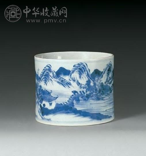 清雍正青花山水人物笔筒收藏资讯|艺术家|书画家|书画名人|书法家