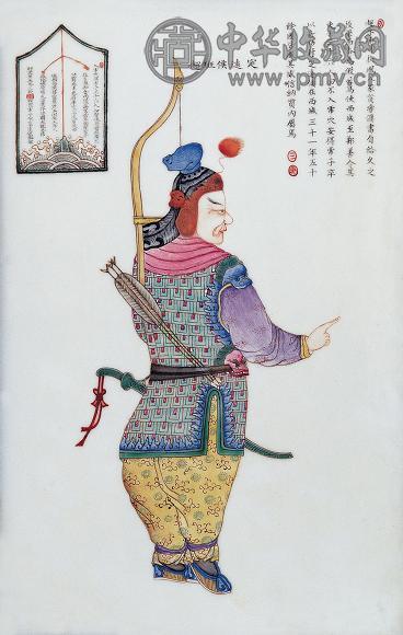 清 粉彩无双谱瓷板