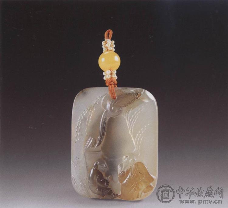 清中期 苏作玛瑙巧雕人物珮