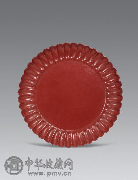 宋-元 朱漆御题诗菊瓣盘