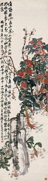 赵云壑 壬申(1932年)作 花卉 立轴 设色纸本