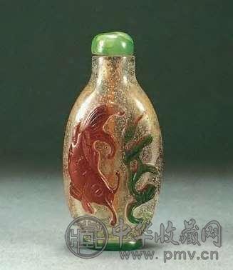 清晚期 白地套四色料连年有余鼻烟壶