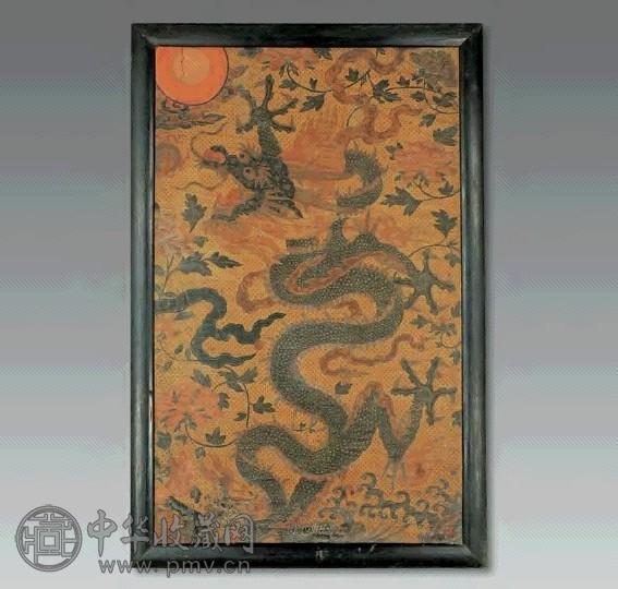 明嘉靖 龙纹戗金细钩填漆柜门残件