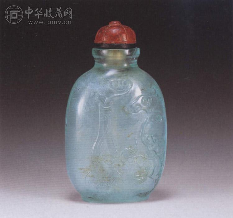 清 蓝晶平安如意纹鼻烟壶
