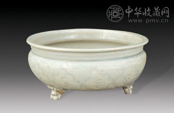 明 青釉暗刻炉