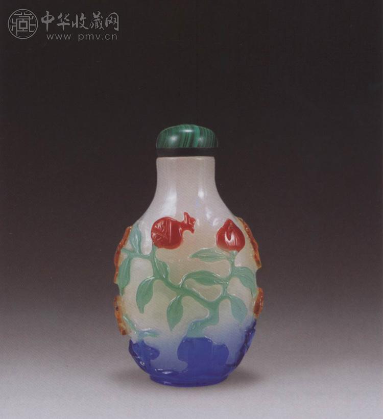 清 涅白地套四色料福寿鼻烟壶