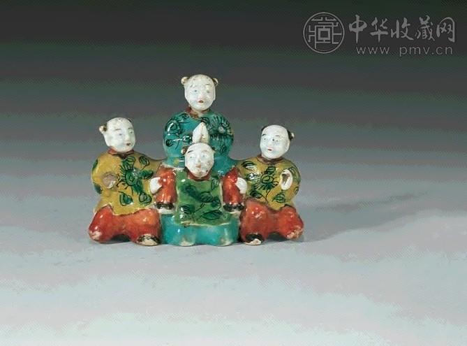 清中期 粉彩三童子笔架