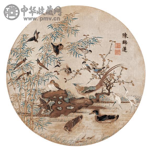 清 “陈锦莲”粤绣团扇