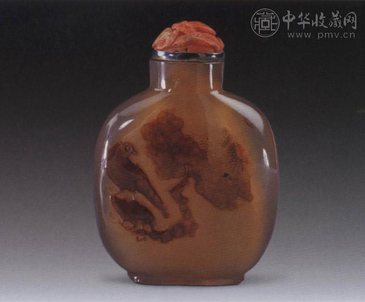 清 玛瑙松鹰图鼻烟壶