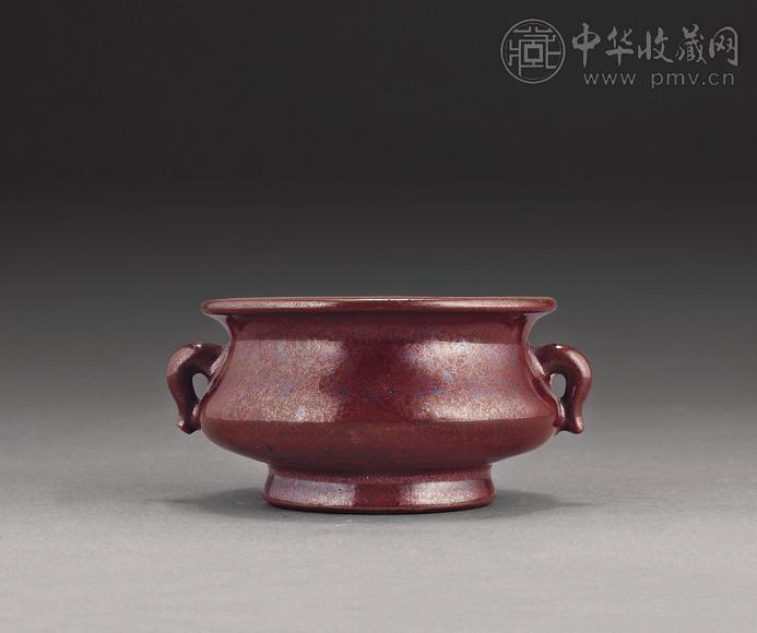清中期 紫金釉双耳香炉