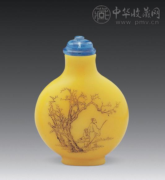 清 黄料刻“兰亭序”烟壶