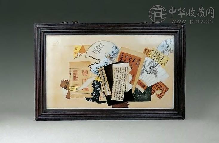 民国 粉彩八破瓷板