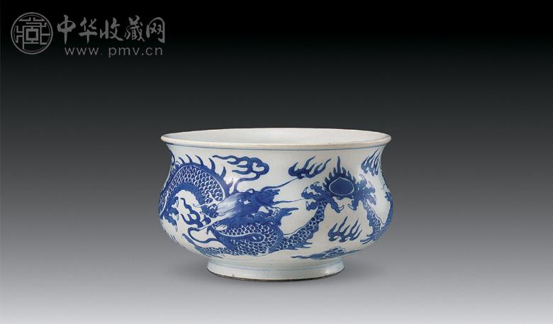 清康熙 青花云龙香炉