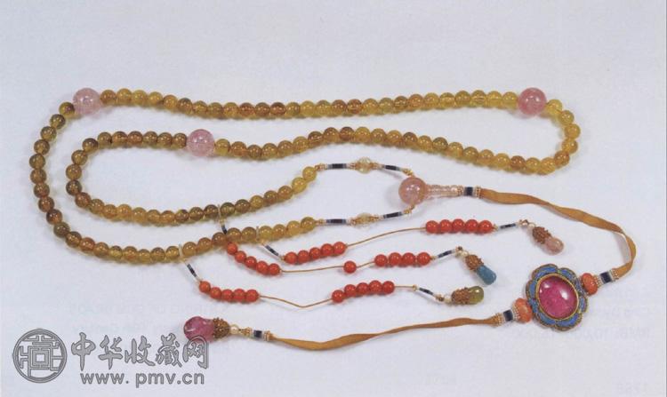 清 黄碧玺朝珠串