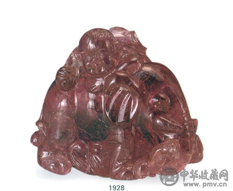 清中期 碧玺太白有象摆件