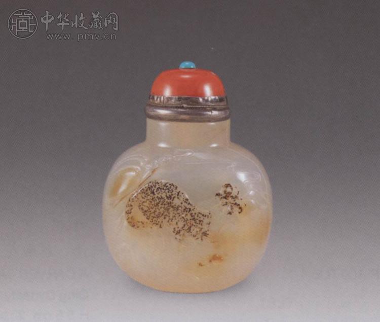 清 玛瑙巧作耄耋鼻烟壶