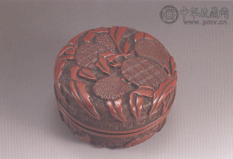 明 雕漆花果圆盒