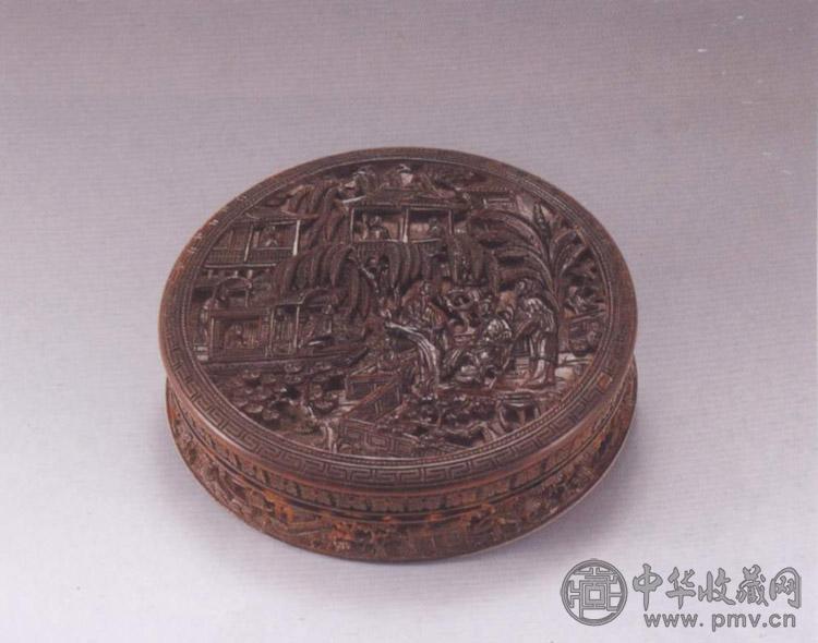 清 玳瑁人物楼阁圆盒