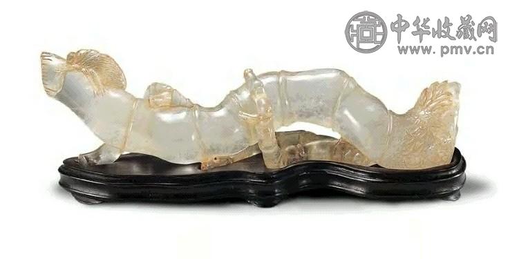 清中期 水晶竹节草虫笔架