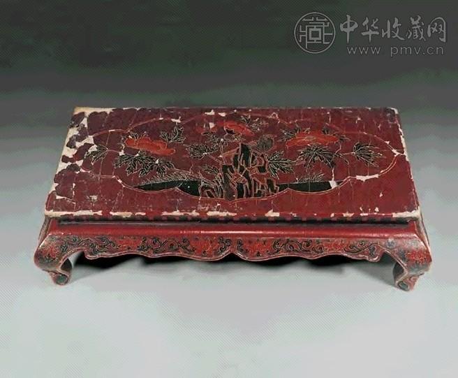 明 雕填花鸟小坑几