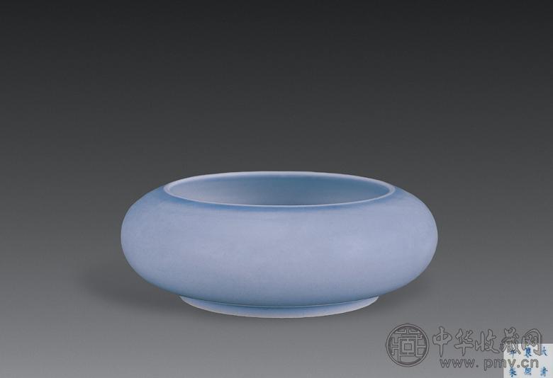 天青釉 天藍釉蘋果尊 大清康煕年製 款 中国美術 古玩 唐物 擺件 SN59 An extremely rare and large sacrificial-blue-glazed garlic-mouth