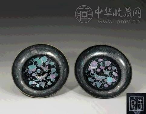 清 黑漆嵌罗细瓜瓞纹盘