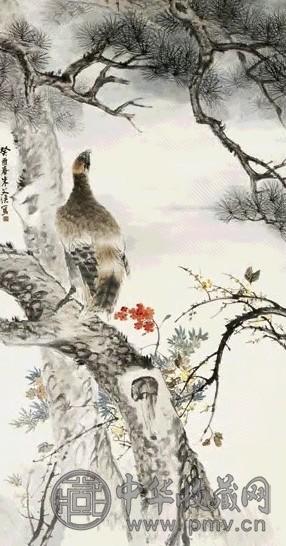 朱文侯 松云高致图 立轴 设色纸本