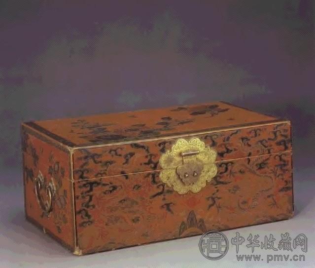 清康熙/雍正 彩绘漆古梅龙纹长方盒
