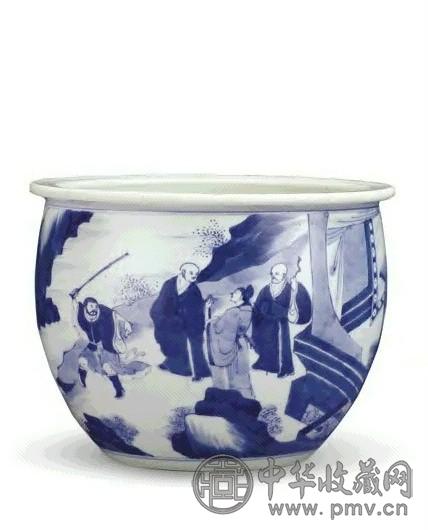 清 康熙 青花人物缸