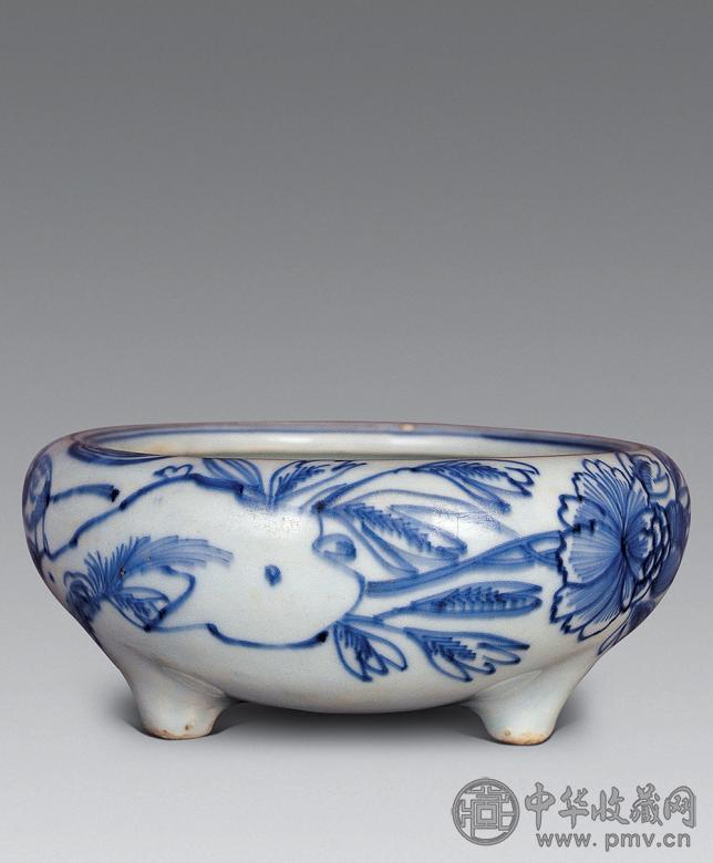 明天启 青花花鸟图炉