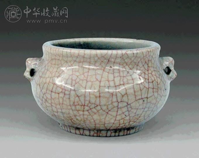 清乾隆 哥釉双兽耳炉
