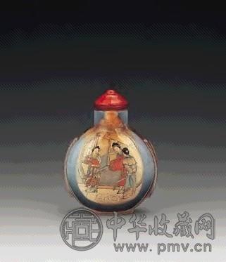 清 叶仲三内画刘备招亲图水晶鼻烟壶