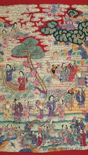 清 缂丝群仙祝寿片