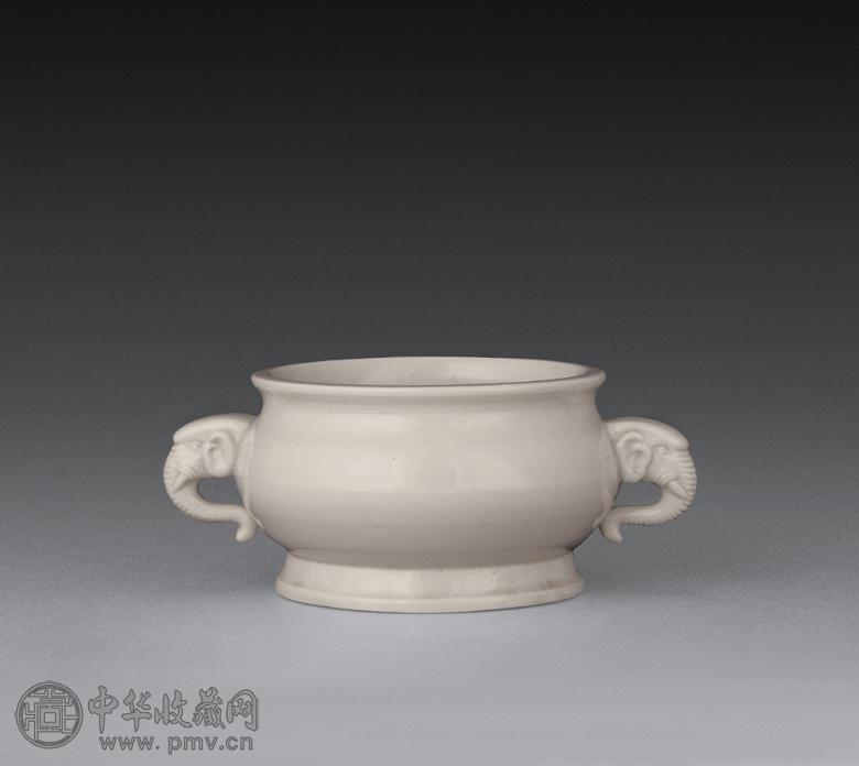 明 德化窑双象耳炉