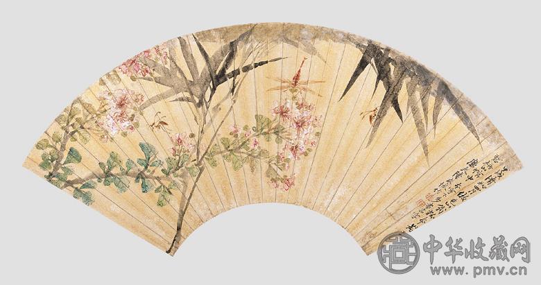 陆恢 花鸟 扇面 纸本