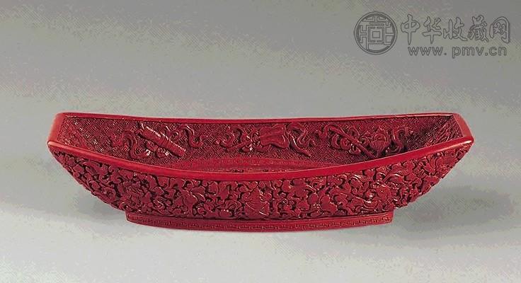 清乾隆 剔红暗八仙纹茶托