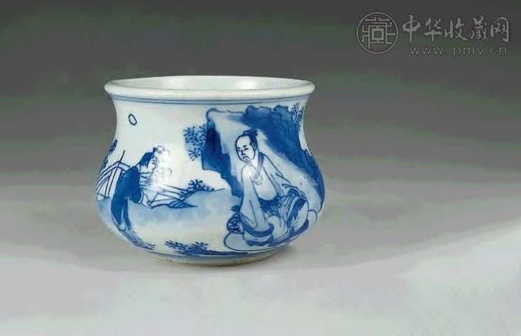 清康熙 青花高士小炉