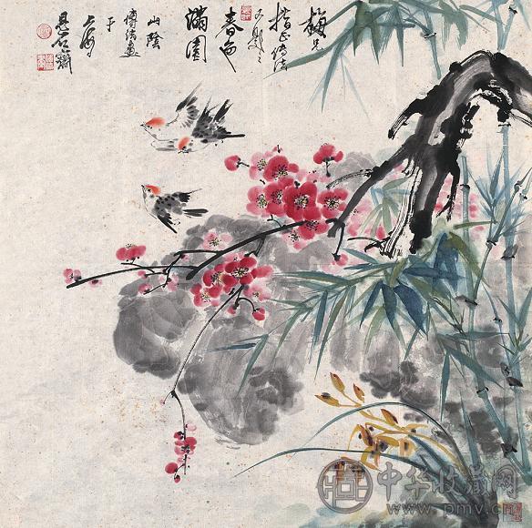 屠传法 现代 春色满园 单片 设色纸本