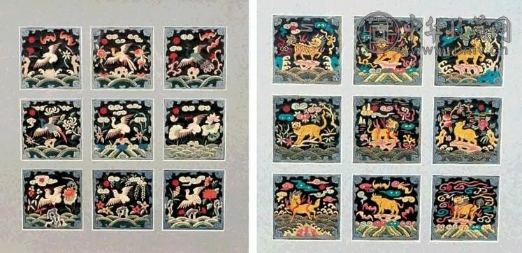 清 刺绣文武官小补子(2组)