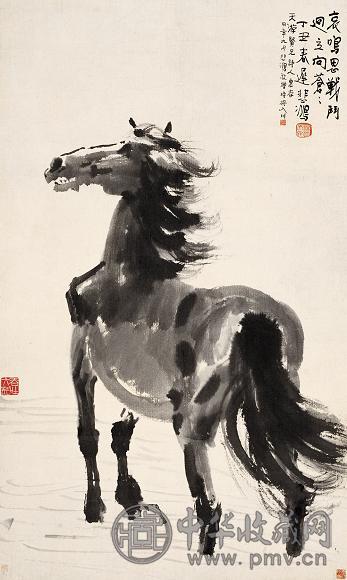 徐悲鸿 1937年作 马 立轴 纸本水墨