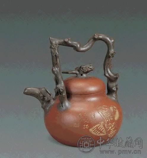 清 紫砂古梅桩提梁壶